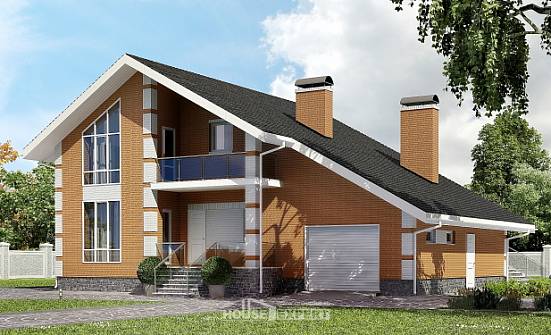 190-006-П Проект двухэтажного дома с мансардой и гаражом, классический загородный дом из керамзитобетонных блоков Лесозаводск | Проекты домов от House Expert