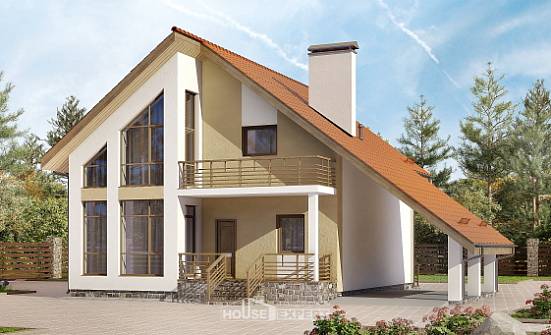170-009-П Проект двухэтажного дома мансардный этаж, гараж, небольшой дом из блока Спасск-Дальний | Проекты домов от House Expert