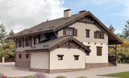 255-002-П Проект двухэтажного дома с мансардным этажом, гараж, огромный дом из бризолита Фокино | Проекты домов от House Expert